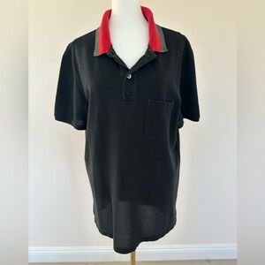 Gucci Men’s Black Polo Shirt with Red Green Collar| Size L
